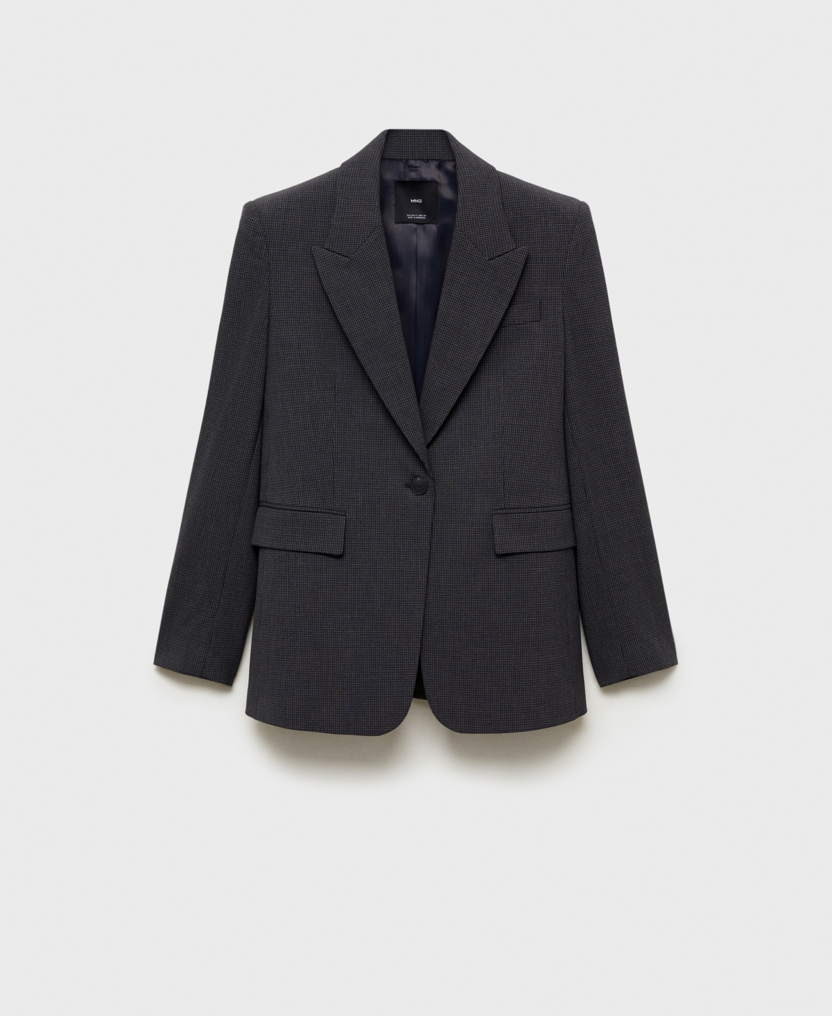 Women's Straight-Fit Micro-Houndstooth Jacket - Dark Navy