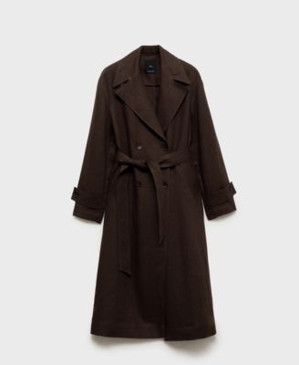 Women's Double Breasted Linen Trench Coat