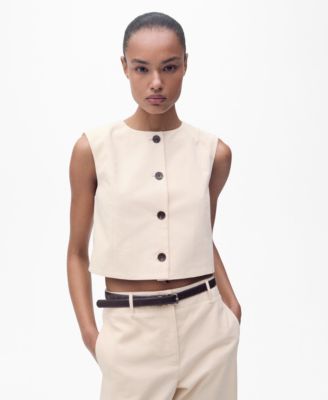 MANGO - Women's Buttons Cotton Crop Top