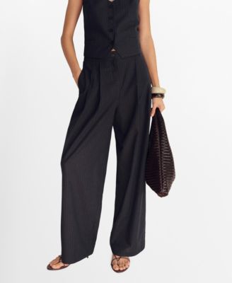 MANGO - Women's Straight-Fit Linen-Blend Suit Pants