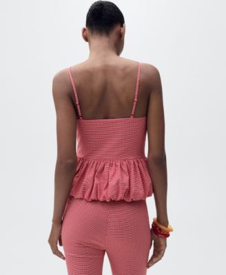 Women's Ruffled Gingham-Check Top