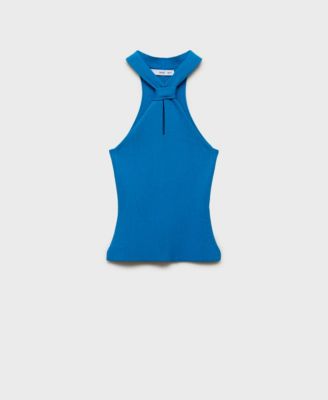 MANGO - Women's Knot Detail Halter-Neck Top