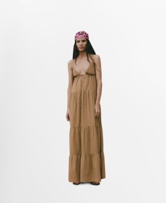 MANGO - Women's V-Neck Cotton Dress