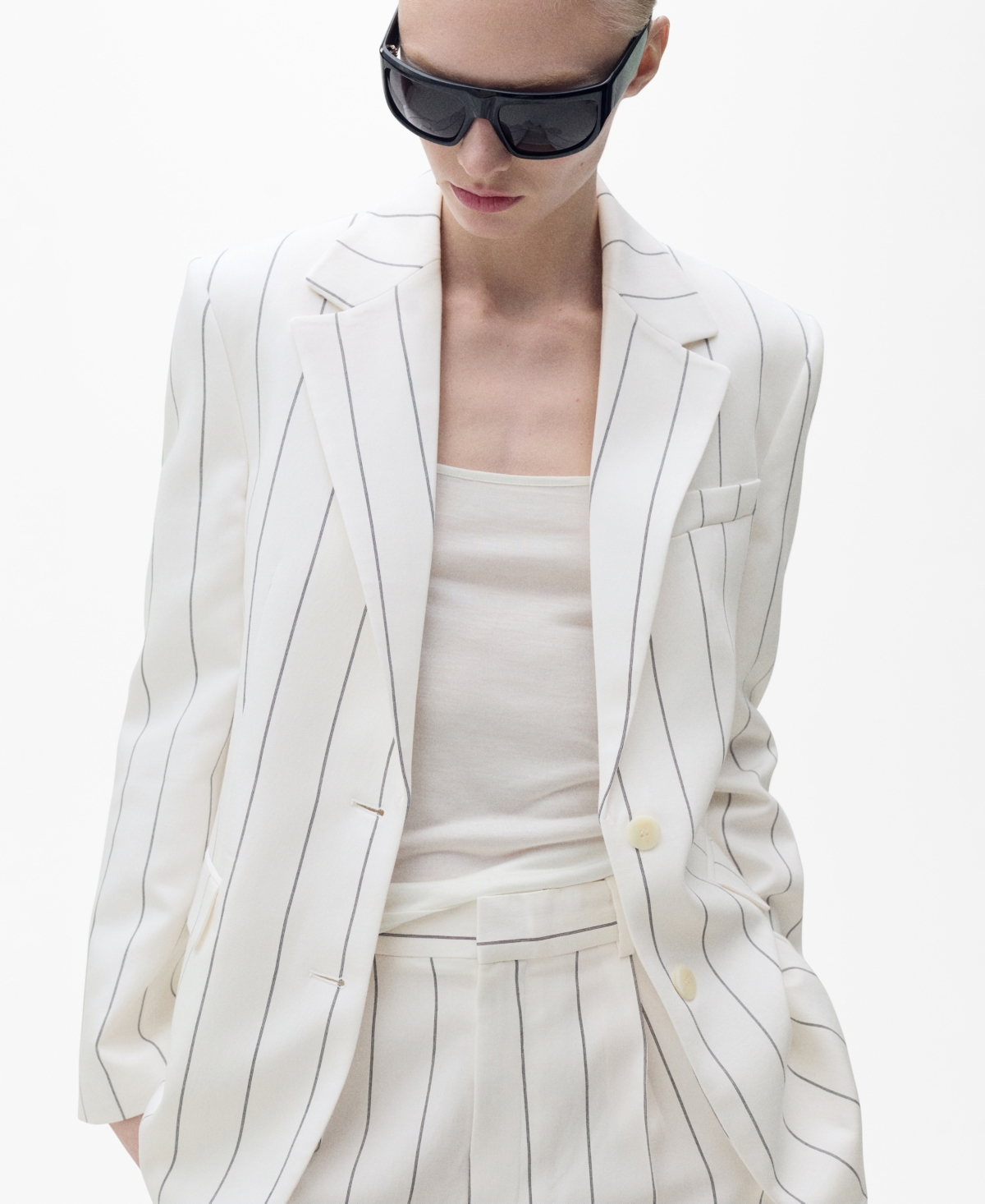 Women's Pinstripe Suit Jacket - White
