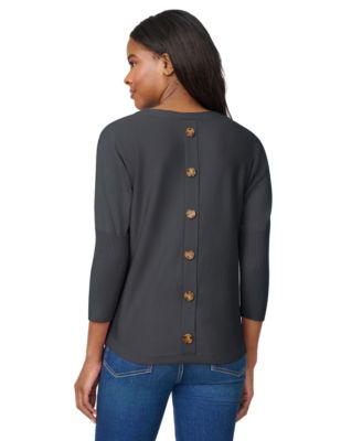 Women's Boatneck Button-Back Dolman-Sleeve Sweater
