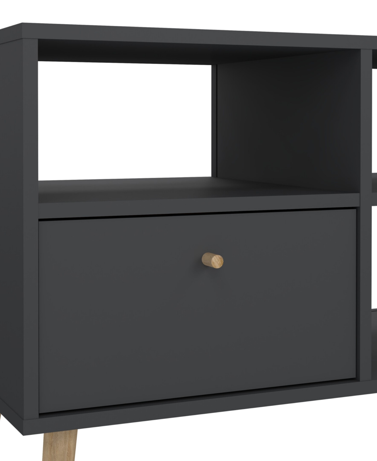 Tvilum 23.94" Wood 2 Drawer And 4 Shelf Tv Stand In Gray