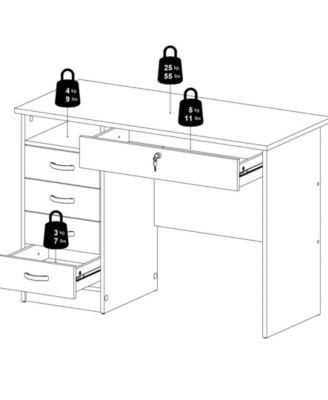 43.03" Wide 5 Drawer Desk