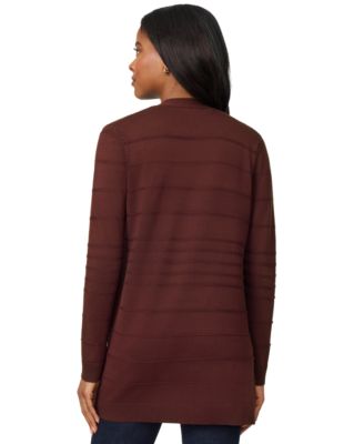 Women's Ribbed Open-Front Long Cardigan