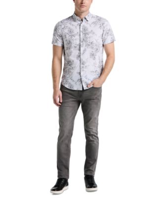 Men's Slim-Fit Stretch Floral Button-Down Shirt