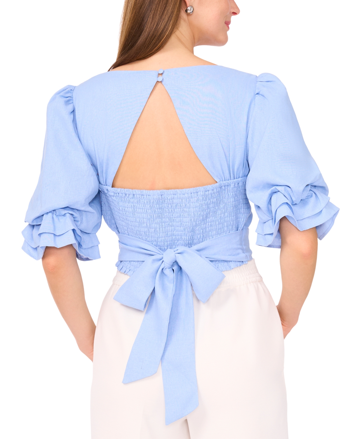 Parker Women's The Lona Square-neck Blouson-sleeve Blouse In Blue