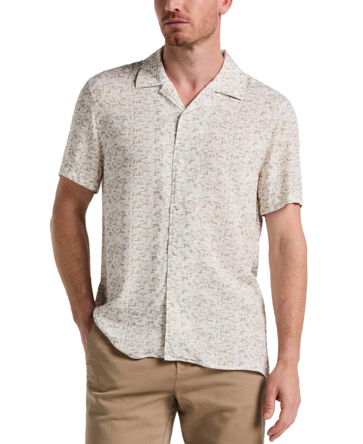 Men's Regular-Fit Brushstroke Shirt - Bright White