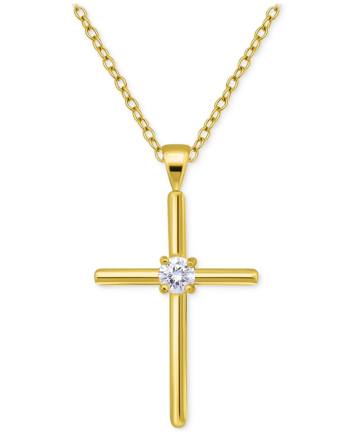 Giani Bernini Cubic Zirconia Cross Pendant Necklace (3/8 Ct. T.w.) In Sterling Silver, 16" + 2" Extender In Gold