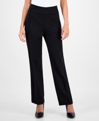 Petite Mid-Rise Side-Tab Straight-Leg Pants