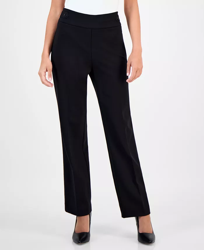 Petite Mid-Rise Side-Tab Straight-Leg Pants - thumbnail 6