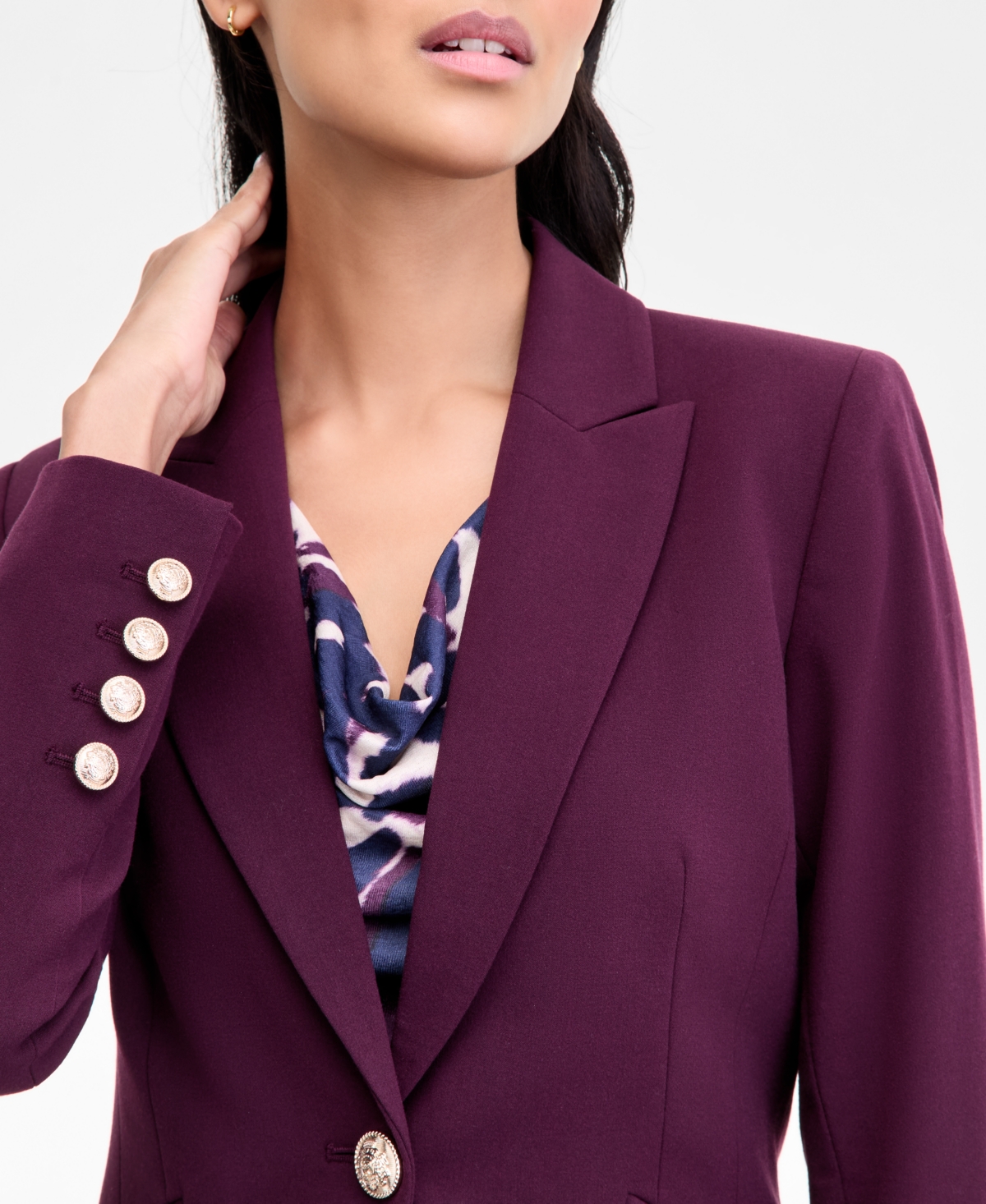Tahari Asl Petite One-button Blazer, Regular & Petite In Purple