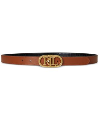 Lauren Ralph Lauren - Logo Reversible Embossed Leather Skinny Belt