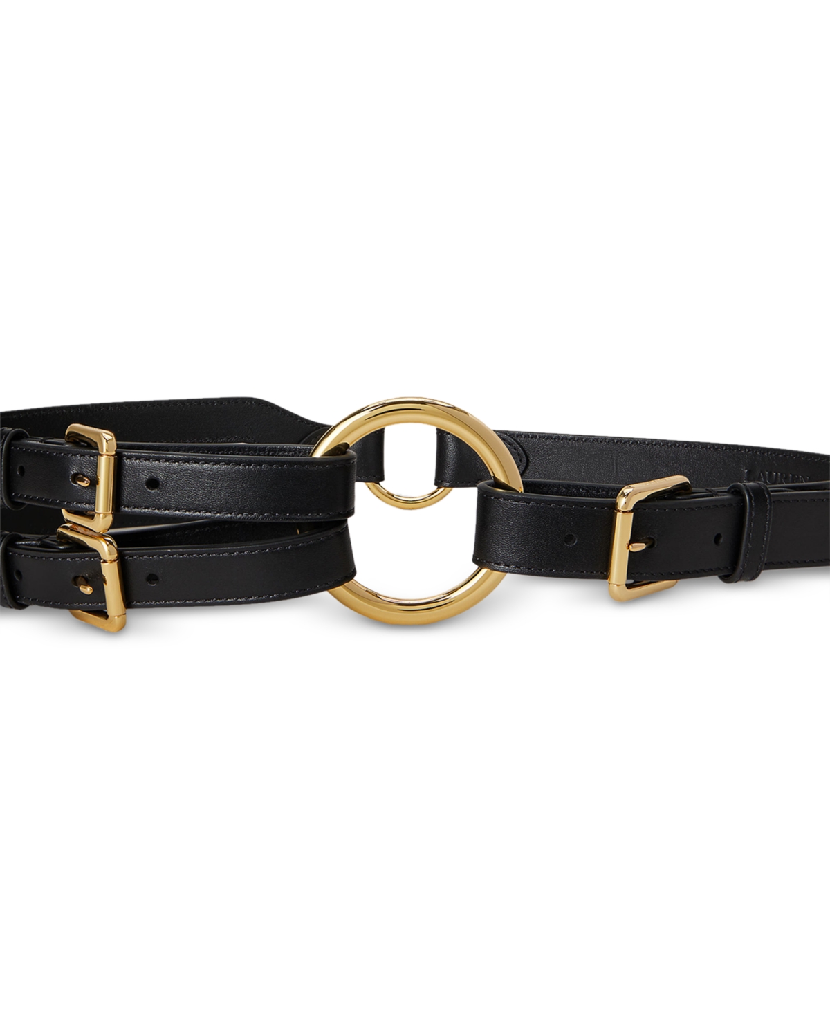 Ralph Lauren Tri-strap O-ring Leather Belt In Black
