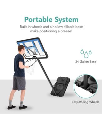 Adjustable Regulation-Size Basketball Hoop, Portable Sport System w/ Fillable Base, Wheels