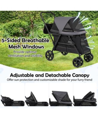 Dog Stroller for Medium Small Senior Elderly Dogs with Dual Entry