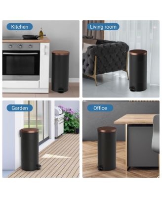 8 Gal./30 Liter Black Color Round Shape Step-on Trash Can with Diamond body design for Kitchen
