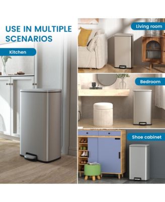 8 Gal./30 Liter Rectangular Stainless Steel step-on Trash Can for kitchen