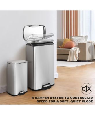 8 Gal./30 Liter and 1.3 Gal./5 Liter  Rectangular Stainless Steel Step-on Trash Can Set for Kitchen and Bathroom