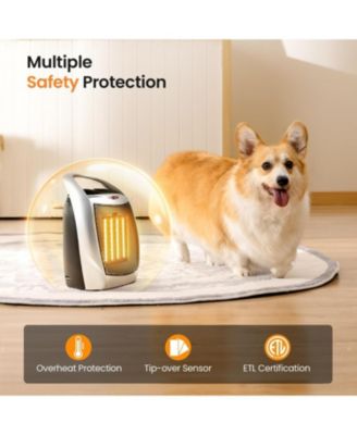 Portable Ceramic Space Heater, 750W/1500W Electric Heater with Thermostat, Overheat Protection, Quiet Fan for Home & Office