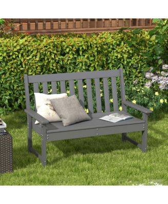 Garden Bench All-Weather HDPE 2-Person Outdoor Bench for Front Porch Backyard
