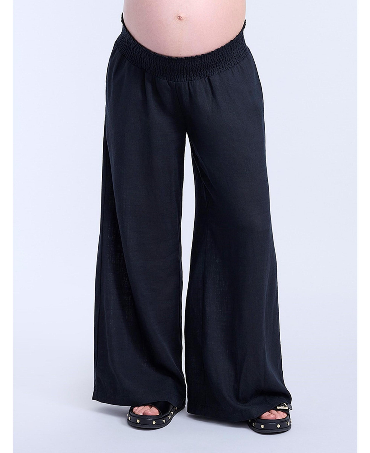 Maternity Smocked Waist Wide Leg Pant - Motherhood - Blue stripe