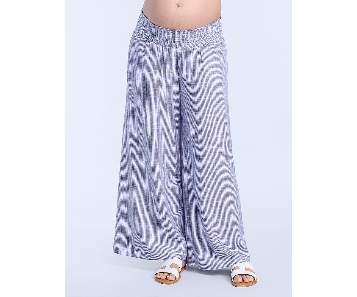 Maternity Smocked Waist Wide Leg Pant - Motherhood - Blue stripe
