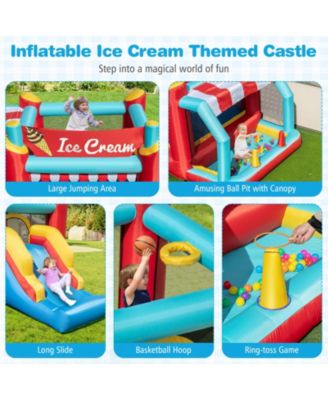 Inflatable Bounce House 5-in-1 Ice Cream Jumping Castle w/ 480W Blower