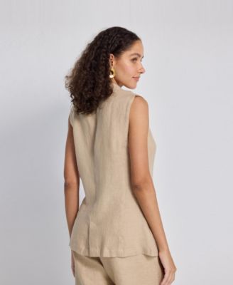 Women's Sleeveless Hemp Jacket Set