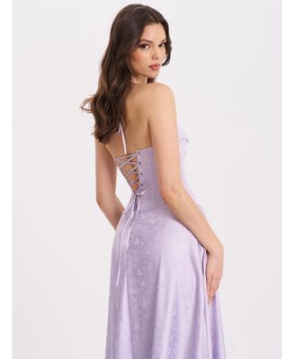 Women's Raegan Taro Purple Jacquard Rouched Maxi Dress