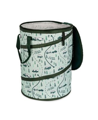 Campsite Pop Up Utility Container with Liner and Zipper Close, Map Design