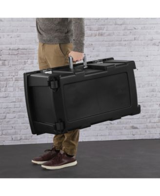 Wheeled Footlocker, Plastic Utility Storage Container, Black, 4 Pack