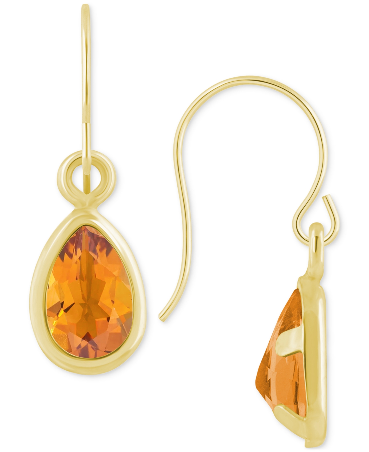 Macy's Amethyst Pear Bezel Drop Earrings (3/4 Ct. T.w) In 10k Gold (also In Additional Gemstones)