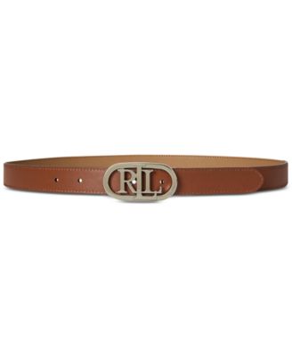 Oval-Logo Reversible Leather Skinny Belt	