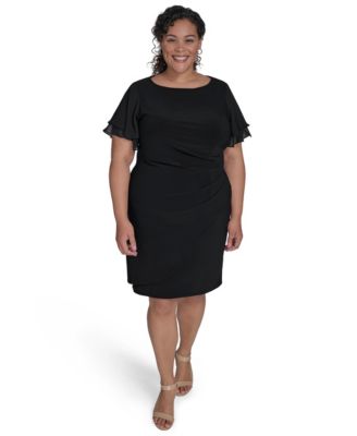 Jessica Howard - Plus Size Flutter-Sleeve Shirred Dress