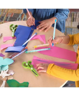 Kids' Nordic Table and Chairs Set - Natural: Wooden Round Classroom and Playroom Toddler Activity Table with 4 Stools