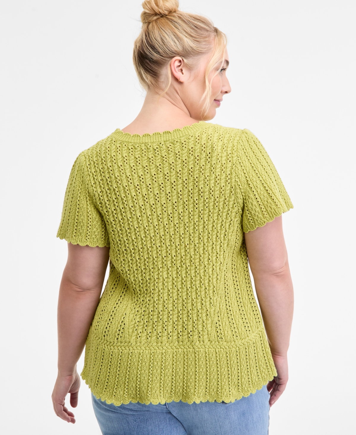 Democracy Trendy Plus Size Flutter-sleeve Sweater In Yellow