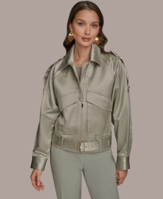 Donna Karan New York - Women's Satin Zip-Front Belted Jacket