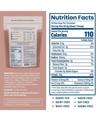 Complete Beef Protein Powder Isolate – 20g Protein, Chocolate Flavor, 30 Servings