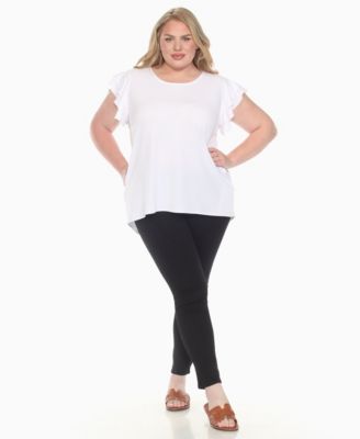 Plus Size Ruffled Sleeve Solid Top