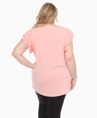 Plus Size Ruffled Sleeve Solid Top