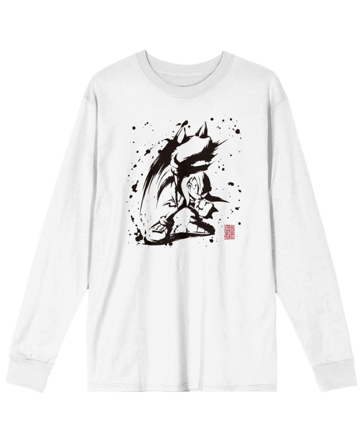 Men's Ink Blot Knuckles White Long Sleeve Shirt - White
