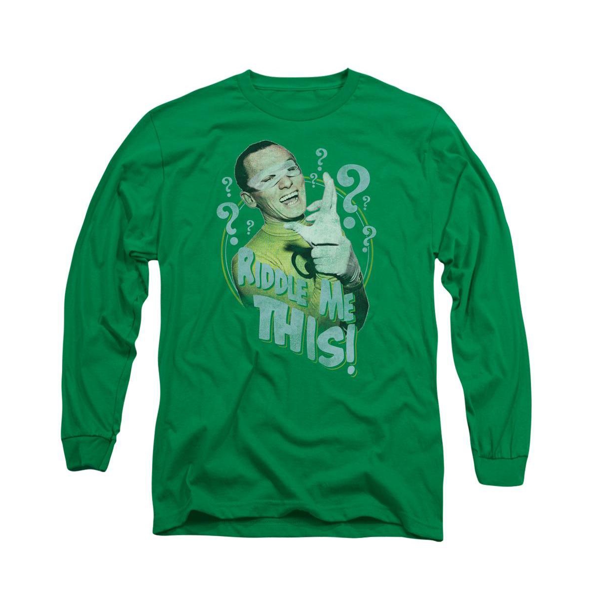 Classic Tv Mens Riddle Me This Long Sleeve Adult Tee / T-Shirt - Medium green