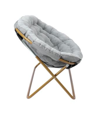 EMMA + OLIVER Double Steel Janey Folding Saucer Chair and Ottoman