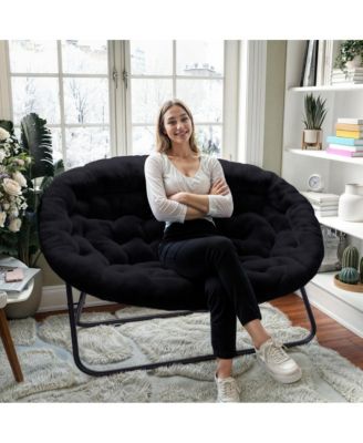 EMMA + OLIVER Double Steel Janey Folding Saucer Chair and Ottoman