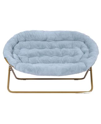 EMMA + OLIVER Double Steel Janey Folding Saucer Chair and Ottoman