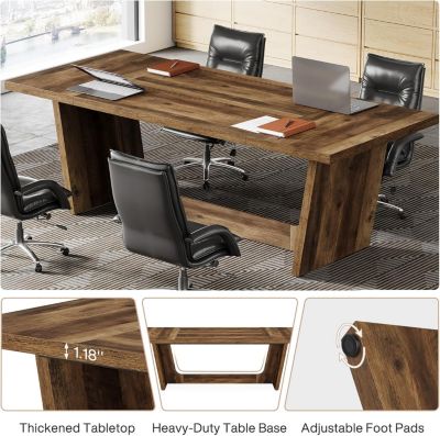 13FT Conference Room Table: Large Rectangular Meeting Seminar Table for 12-16 People, Wood Long Training Table with Heavy-Duty Frame, Business Table for Office, 4PCS